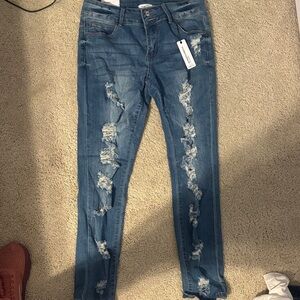 Rue21 Ripped Blue Skinny Jeans